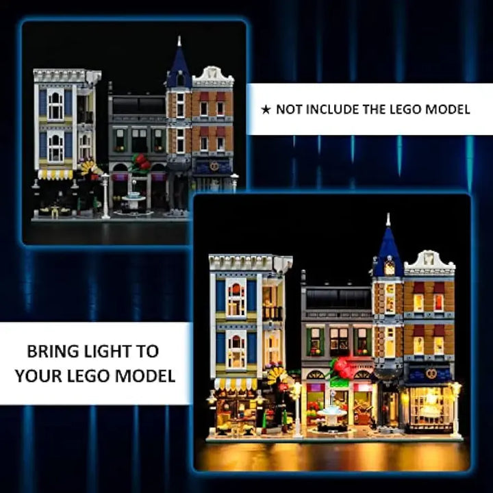 Hprosper LED Lighting For 10255 Creator The Assembly Square Decorative Lamp With Battery Box (Not Include Lego Building Blocks)